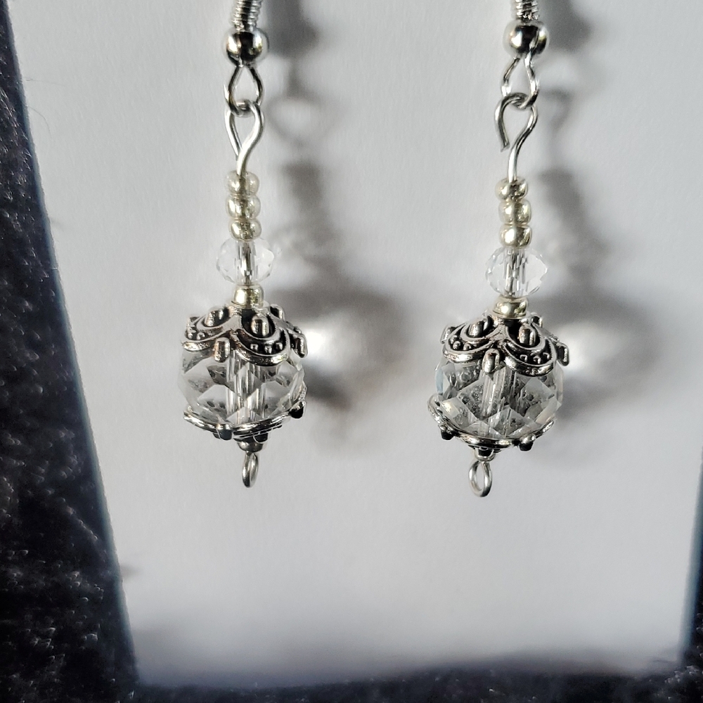 Elegant Silver Crystal Drop Earrings